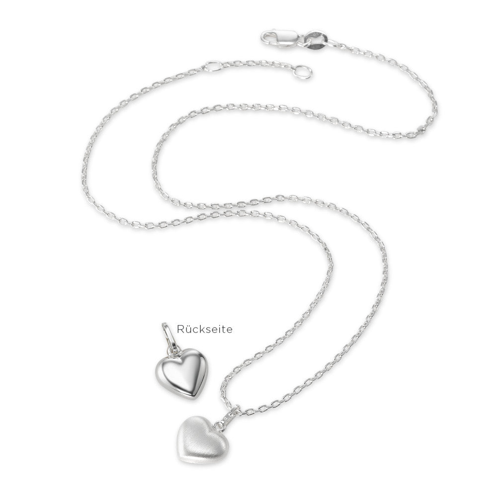 Necklace with pendant Silver Rhodium plated Heart 36-38 cm Ø9 mm