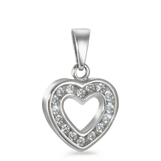 Pendant 18k White Gold Zirconia 16 Stones Heart