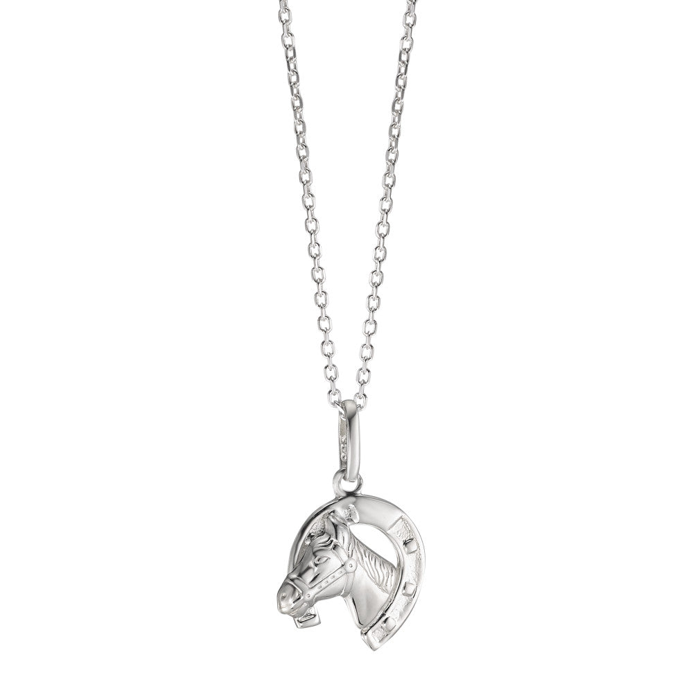 Necklace with pendant Silver Rhodium plated Horse 38-40 cm Ø11 mm