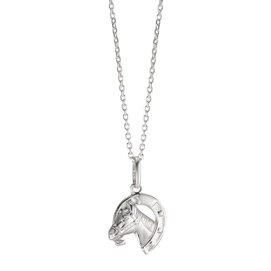Chain necklace with pendant Silver Rhodium plated Horse 38-40 cm Ø11 mm