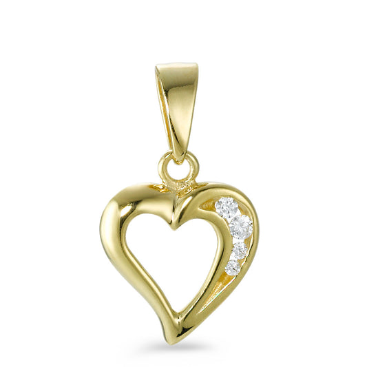 Pendant 18k Yellow Gold Zirconia 4 Stones Heart