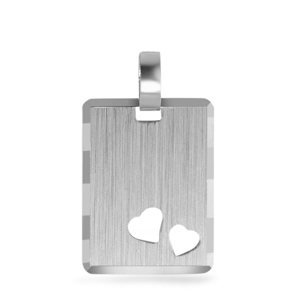 Engravable pendant Silver Rhodium plated Heart