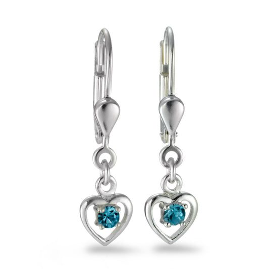 Drop Earrings Silver Heart