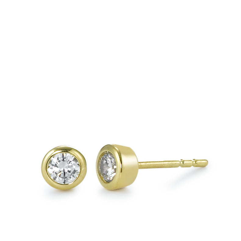 Stud earrings 18k Yellow Gold Zirconia 2 Stones Ø4.5 mm