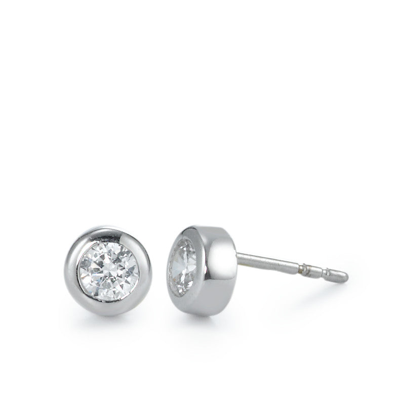 Stud earrings 18k White Gold Zirconia 2 Stones