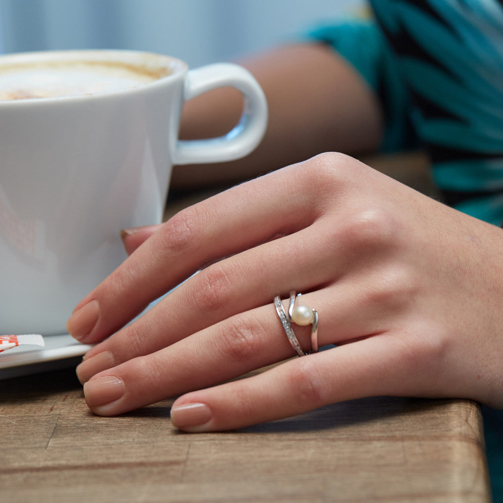 Ring Silver Rhodium plated Freshwater pearl