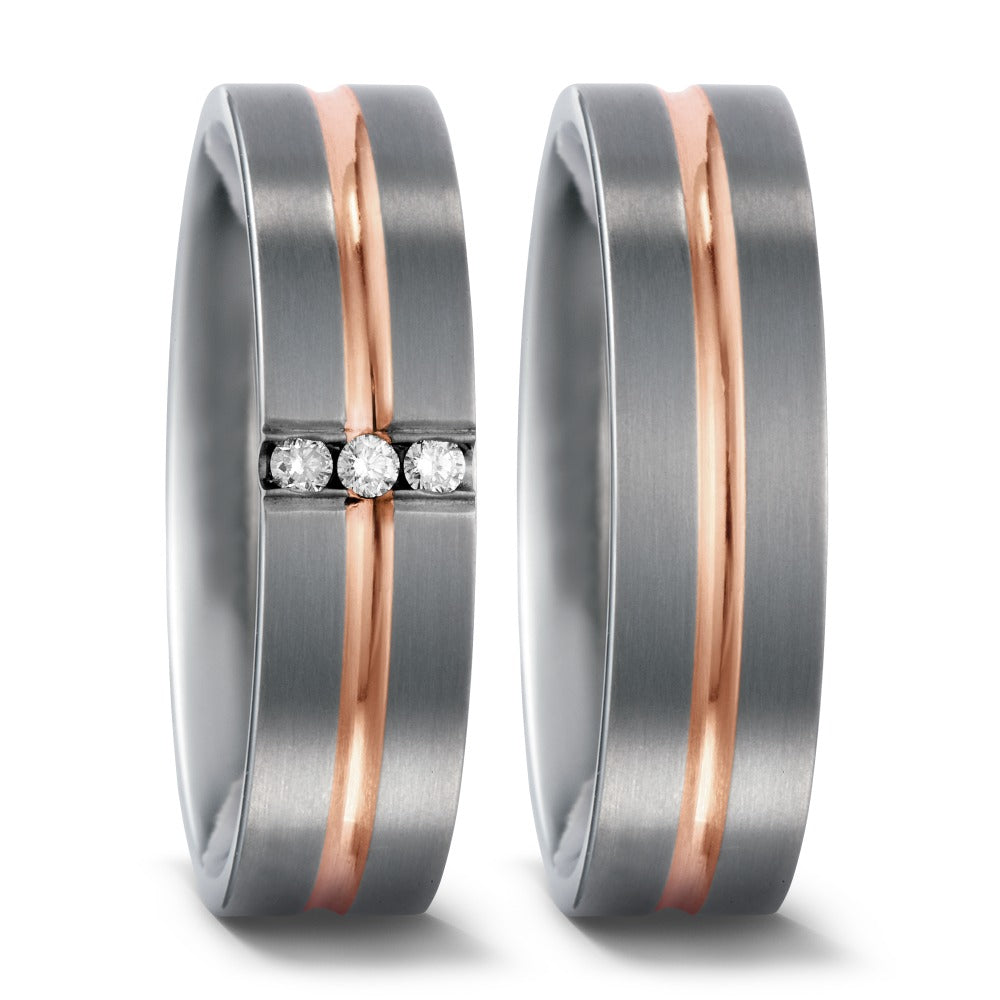 Wedding Ring Titanium, 18k Red Gold