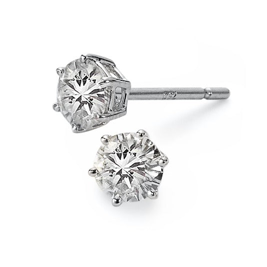 Stud earrings 18k White Gold Moissanite 2 Stones Ø4.5 mm