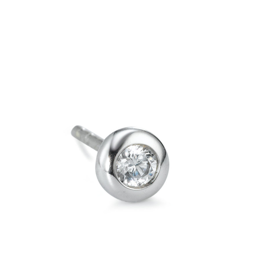 Single stud earring 9k White Gold Zirconia Ø5 mm