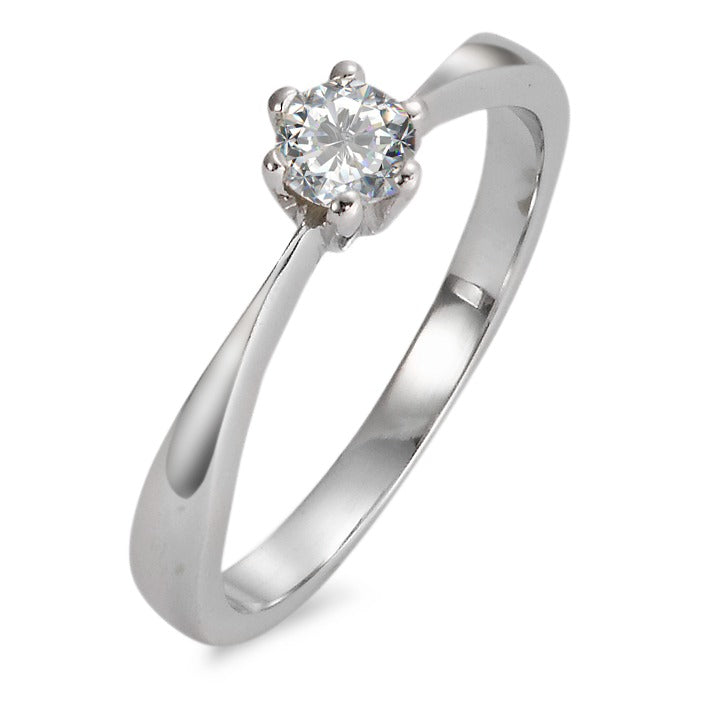 Solitaire ring 18k White Gold Moissanite round, 4 mm