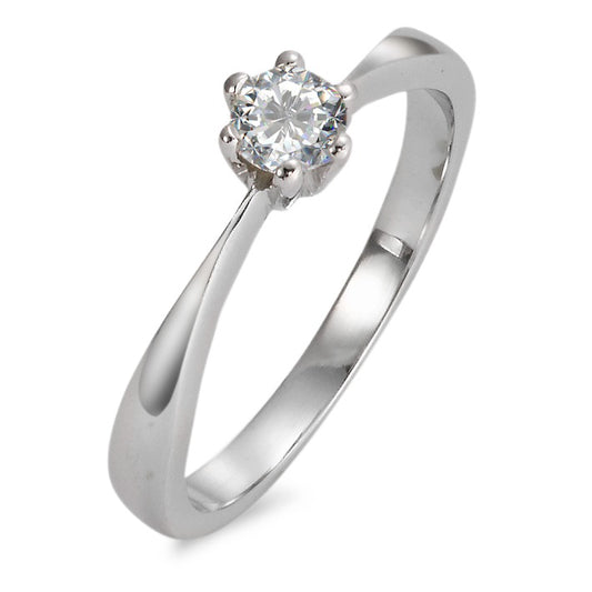 Solitaire ring 18k White Gold Moissanite round, 4 mm