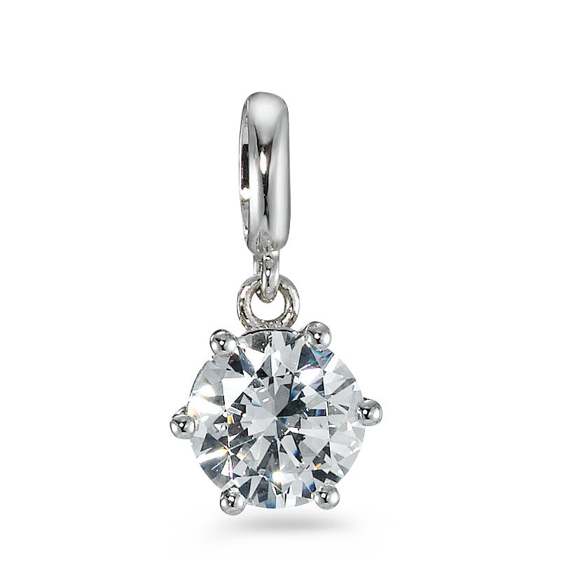 Pendant Silver Zirconia Rhodium plated Ø6.5 mm