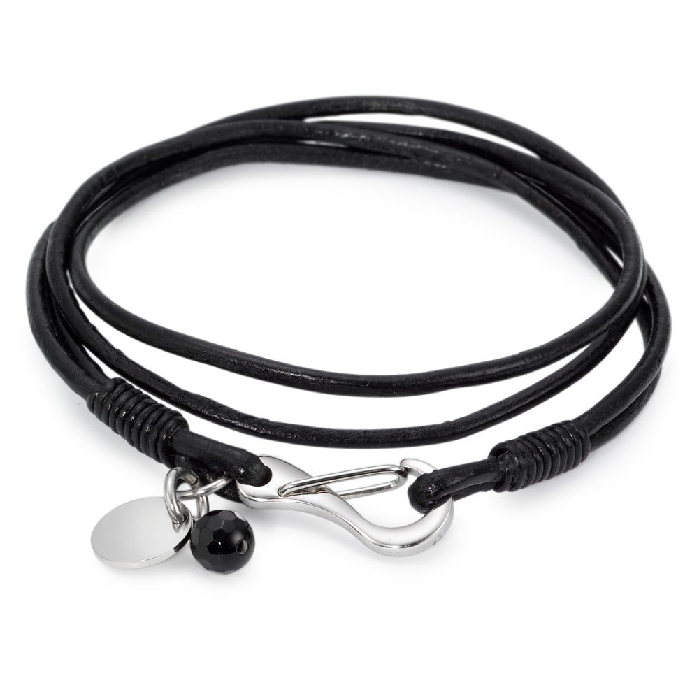 Bracelet Leather, Stainless steel 18 cm
