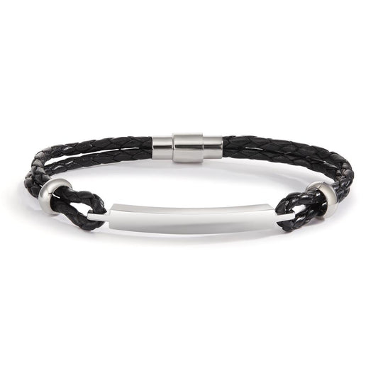 Engravable bracelet Leather, Stainless steel 20 cm