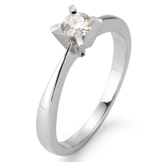 Solitaire ring 18k White Gold Moissanite round, 5 mm