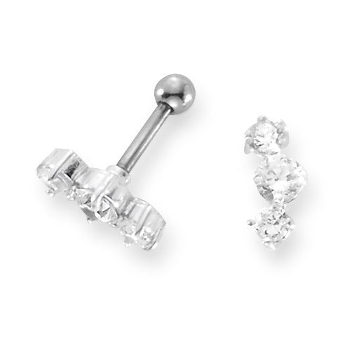 Piercing Stainless steel Crystal 3 Stones