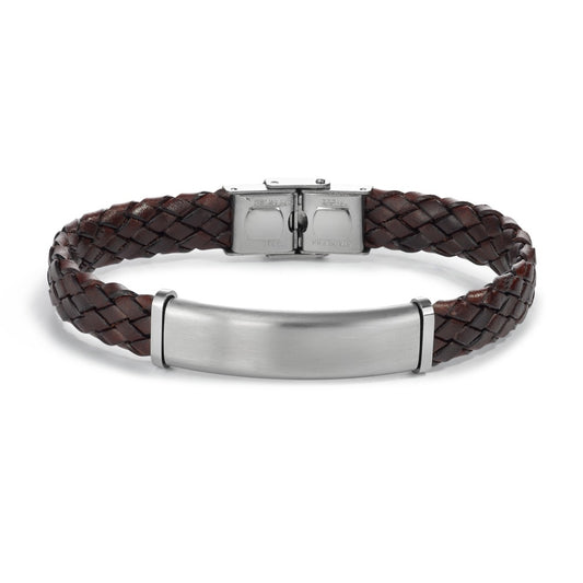 Engravable bracelet Stainless steel, Leather 21 cm