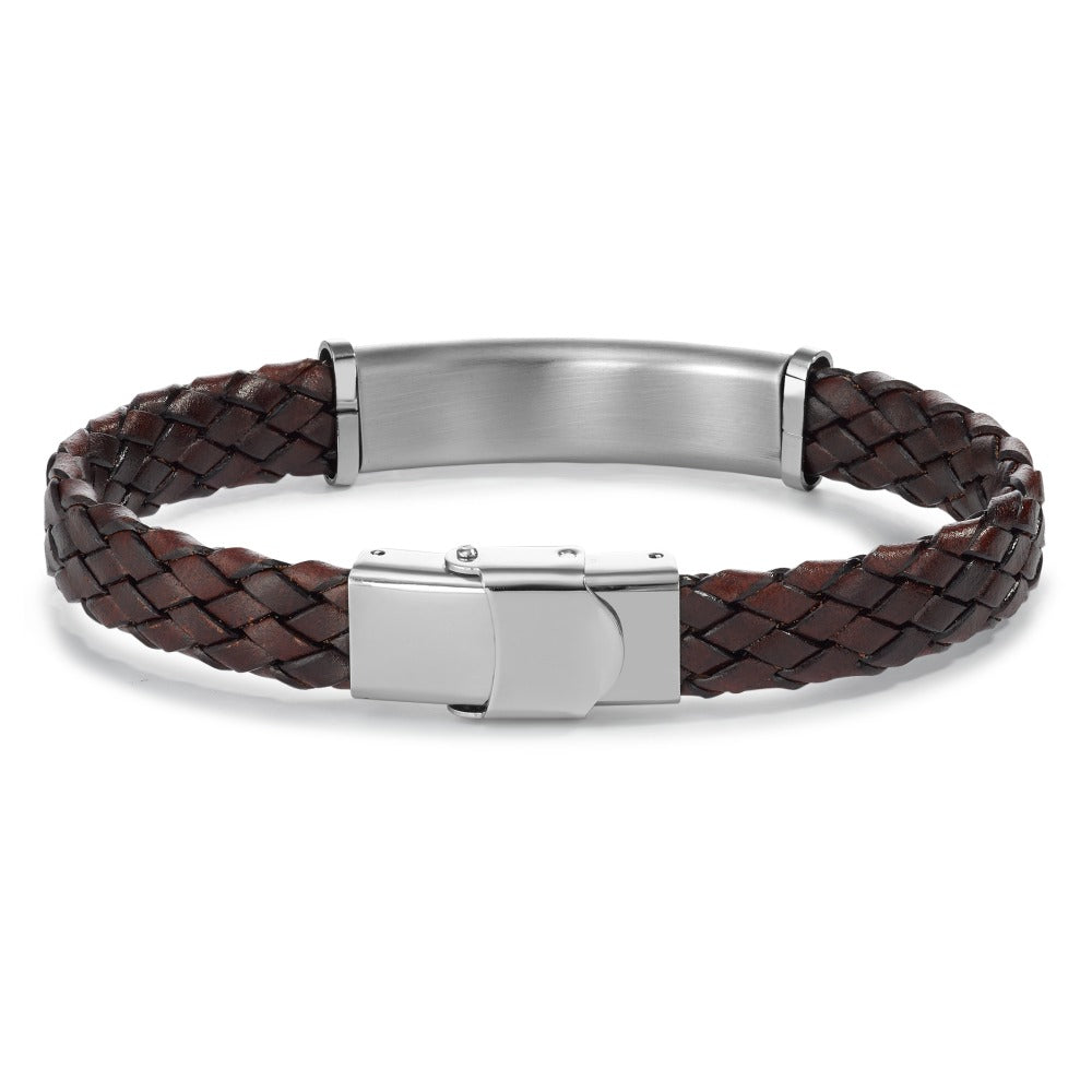 Engravable bracelet Stainless steel, Leather 21 cm