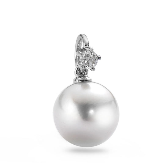 Pendant 18k White Gold Diamond 0.10 ct, w-si Freshwater pearl