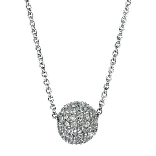 Necklace with pendant Silver Zirconia White Rhodium plated 42 cm