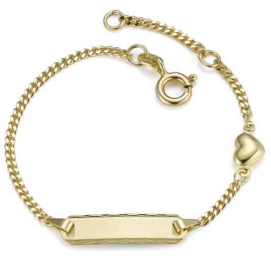 Engravable bracelet 14k Yellow Gold Heart 12-14 cm