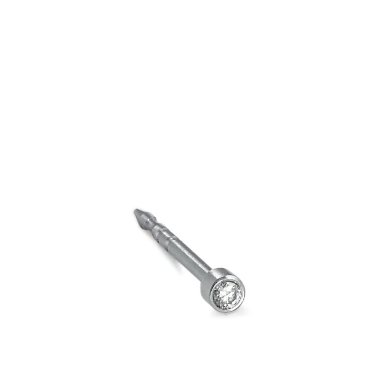 Single stud earring Stainless steel Diamond 0.02 ct, w-si Ø2 mm