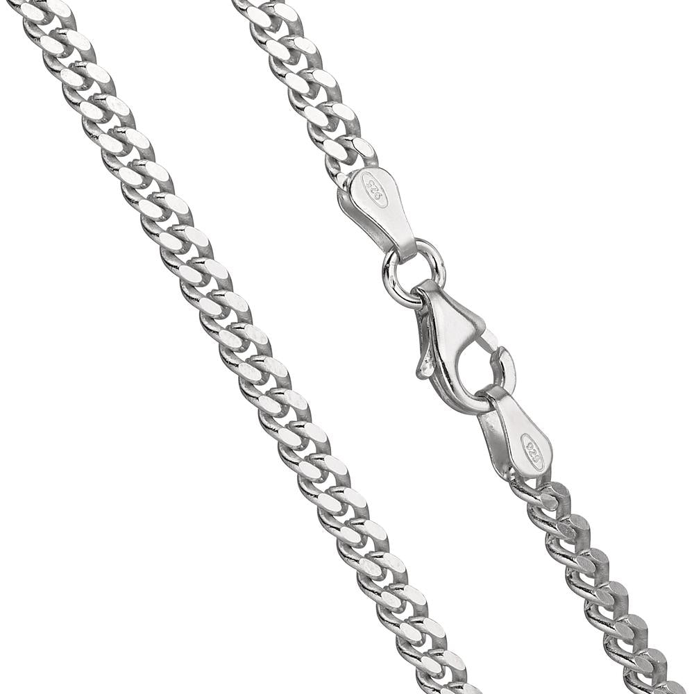 Curb-Necklace Silver Rhodium plated 55 cm