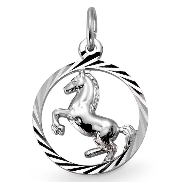 Pendant Silver Rhodium plated Horse Ø16 mm