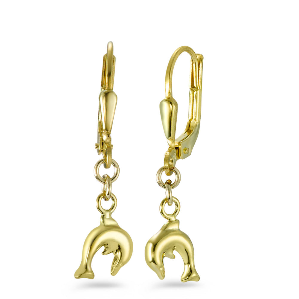 Drop Earrings 9k Yellow Gold Dolphin