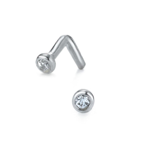 Nose Stud 18k White Gold Zirconia White Ø2 mm