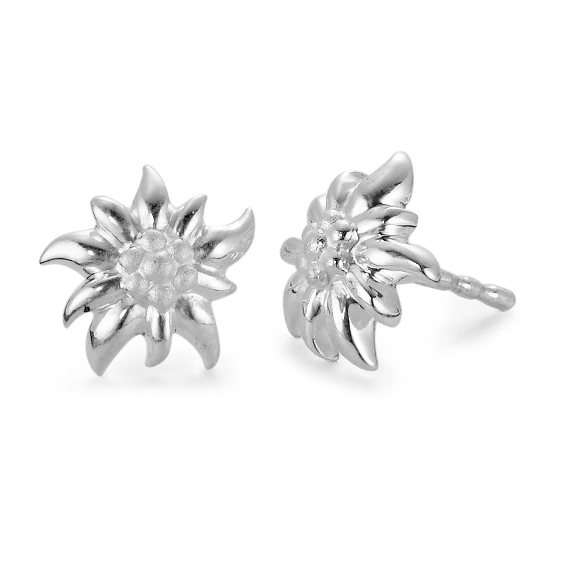 Stud earrings Silver Edelweiss Ø9 mm