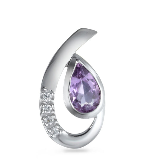 Pendant 18k White Gold Amethyst Violet, 0.04 ct, 5 Stones, w-si