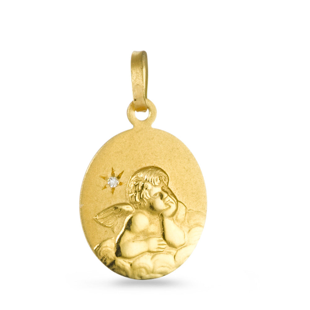 Pendant 18k Yellow Gold Diamond 0.005 ct, w-si Guardian Angel