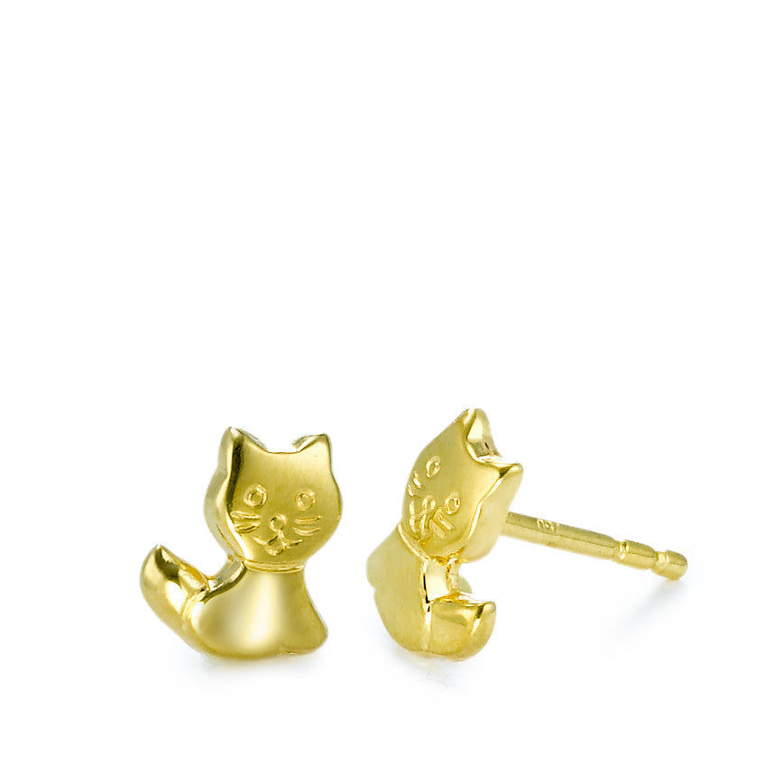 Stud earrings 18k Yellow Gold Cat