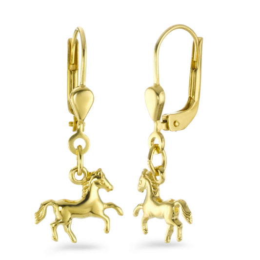 Drop Earrings 18k Yellow Gold Horse