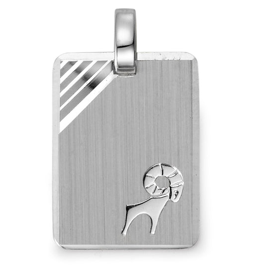 Engravable pendant Silver Rhodium plated Zodiac Sign Aries