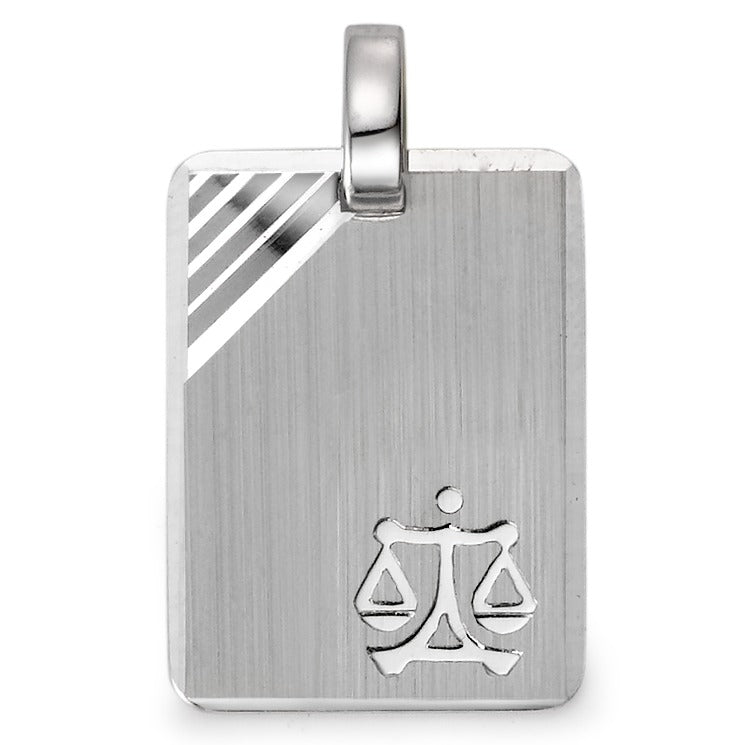 Engravable pendant Silver Rhodium plated Zodiac Sign Libra