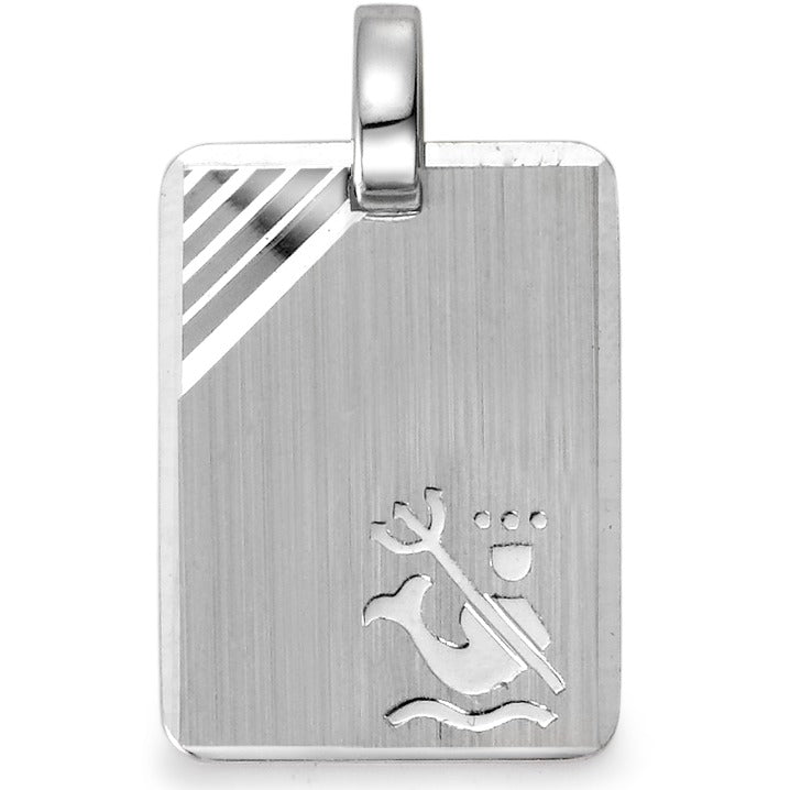 Engravable pendant Silver Rhodium plated Zodiac Sign Aquarius