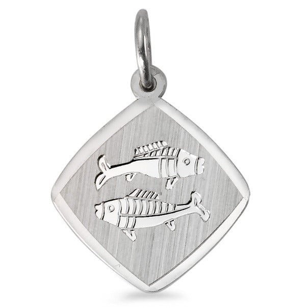 Pendant Silver Rhodium plated Zodiac Sign Pisces