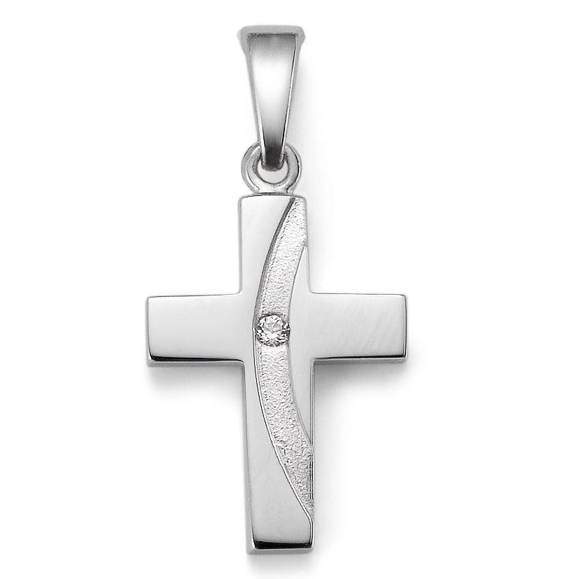 Pendant Silver Zirconia Rhodium plated Cross