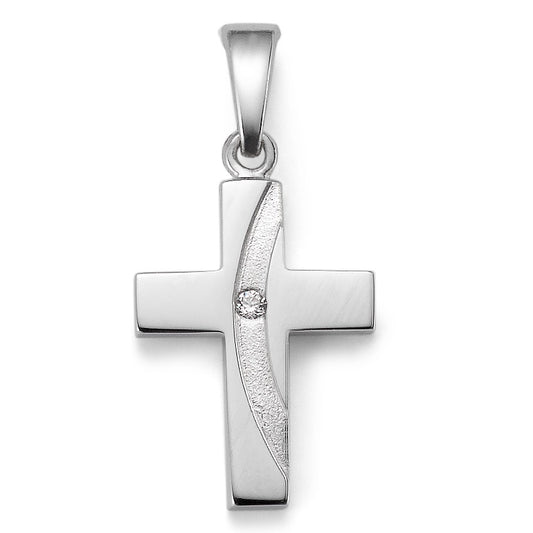 Pendant Silver Zirconia Rhodium plated Cross