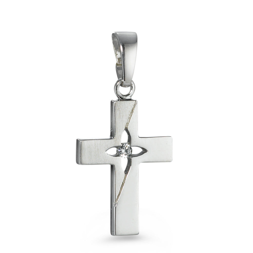 Pendant Silver Zirconia Rhodium plated Cross