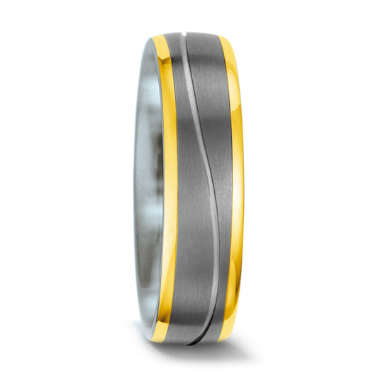 Wedding Ring Titanium, 14k Yellow Gold