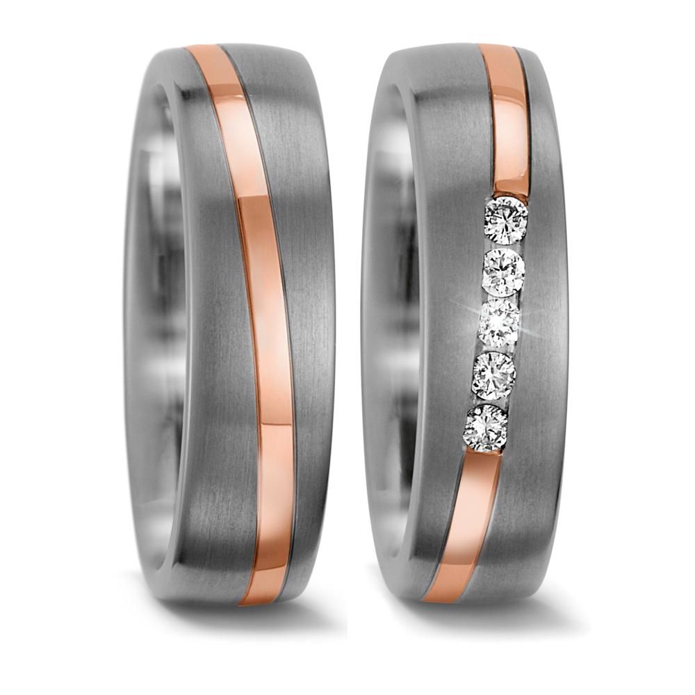 Wedding Ring Titanium, 14k Red Gold