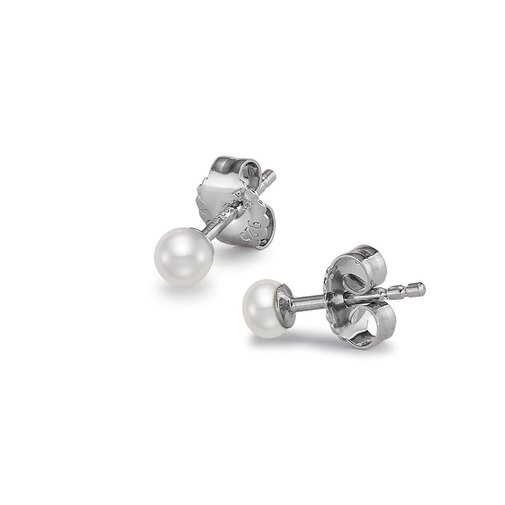 Stud earrings Silver Rhodium plated Freshwater pearl