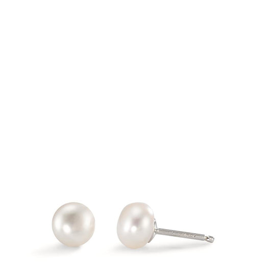 Stud earrings Silver Rhodium plated Freshwater pearl