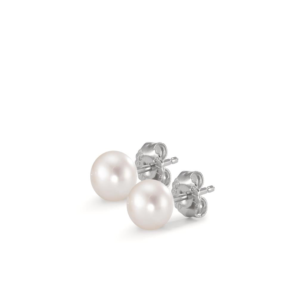 Stud earrings Silver Rhodium plated Freshwater pearl