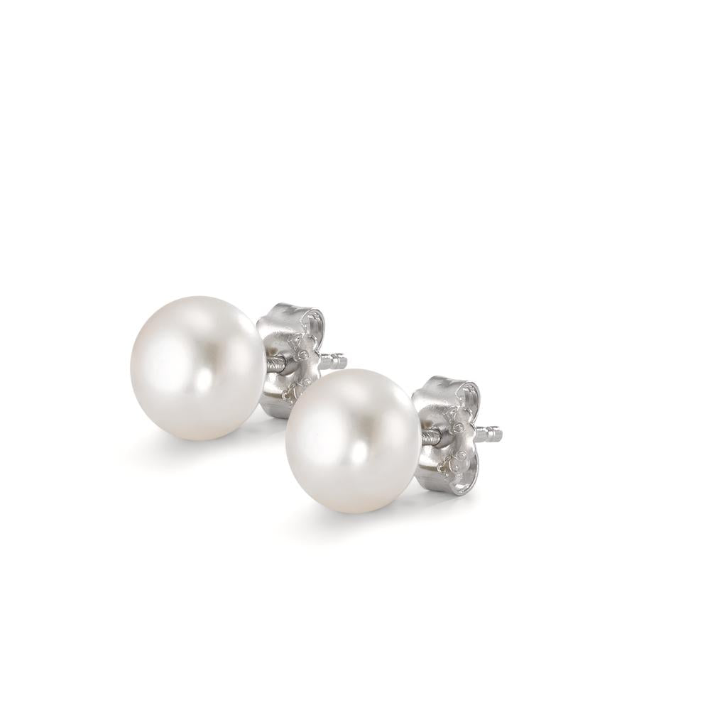 Stud earrings Silver Rhodium plated Freshwater pearl