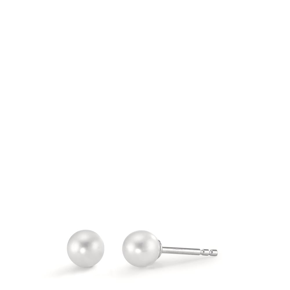 Stud earrings Silver Rhodium plated Freshwater pearl