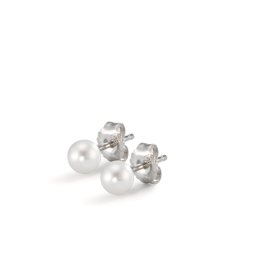 Stud earrings Silver Rhodium plated Freshwater pearl